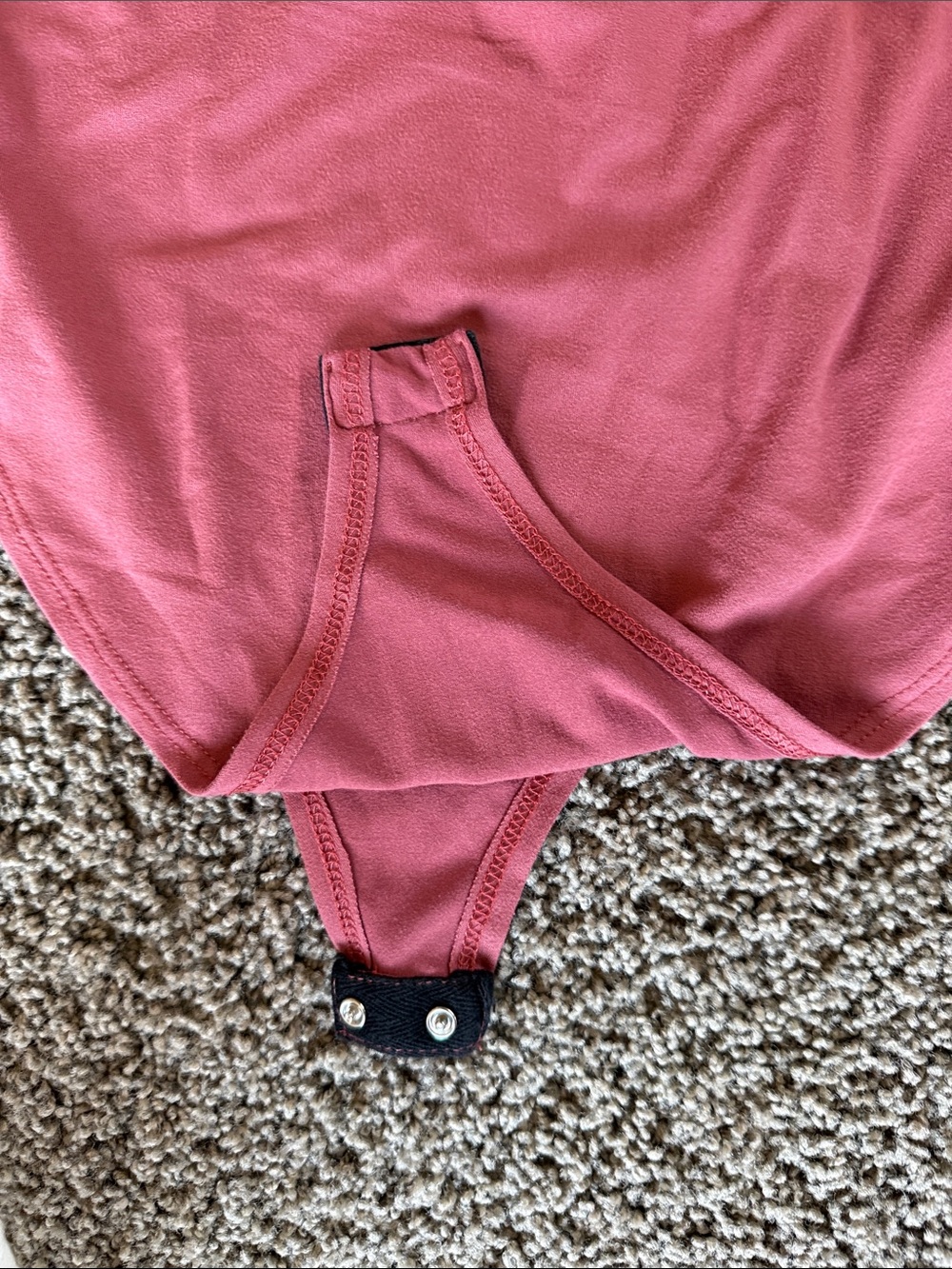 Gaze V-Neck One Piece Bodysuit - Pink and Olive. - Picture 6 of 6